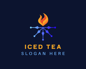 Ice Snowflake Fire  logo design