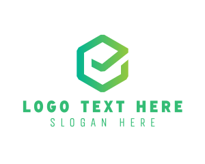 Green Box - Hexagon Check Tick logo design