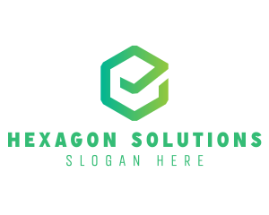 Hexagon Check Tick logo design