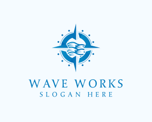 Compass Nautical Waves logo design