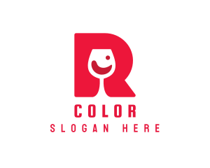 Red And White - Wine Letter R logo design