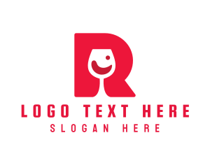 Red And White - Wine Letter R logo design