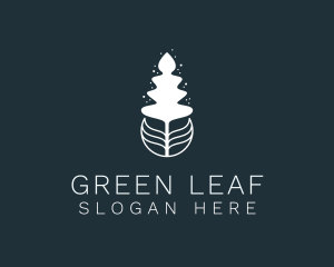 Abstract Leaf Pine Tree logo design