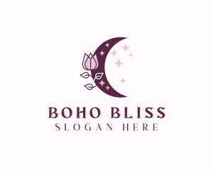 Floral Moon Crescent logo design