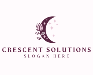 Floral Moon Crescent logo design