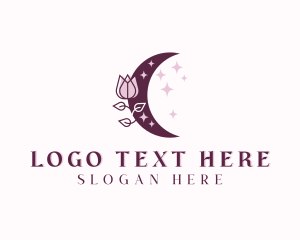 Yoga - Floral Moon Crescent logo design