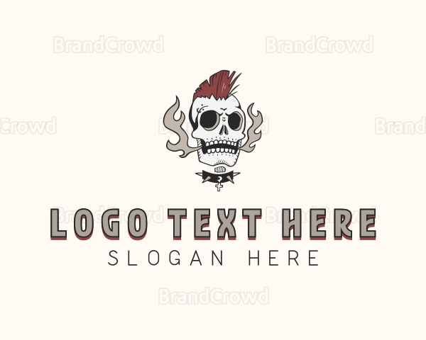 Mohawk Skull Rockstar Logo