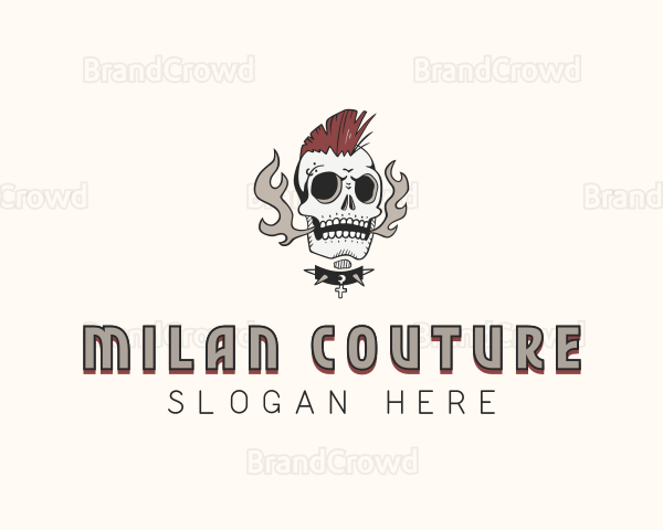 Mohawk Skull Rockstar Logo