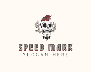 Mohawk Skull Rockstar Logo