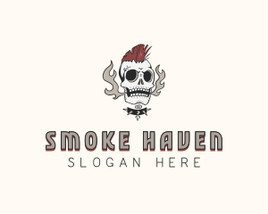 Mohawk Skull Rockstar logo design