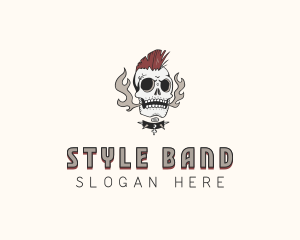 Mohawk Skull Rockstar logo design