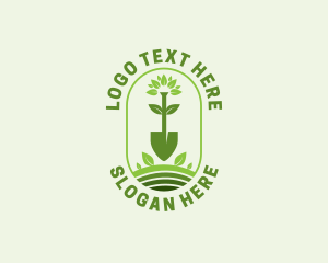 Plant Shovel Gardening Logo