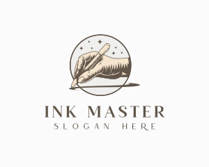 Hand Writing Ink Author logo design