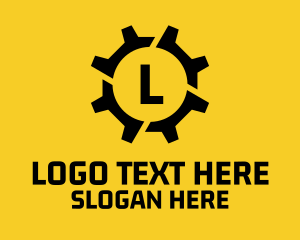 System - Black Cog Mechanical Letter logo design