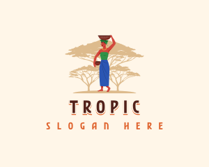 African Woman Tribe logo design