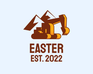 Excavation - Excavator Truck Mountain logo design