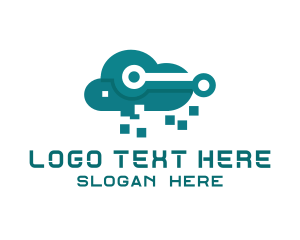 Glitch - Cloud Tech Pixels logo design