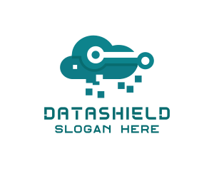 Cloud Data Pixels logo design