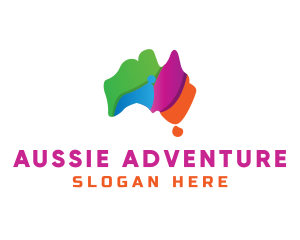 Aussie - Colorful Australia Map logo design