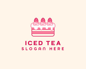 Strawberry Cheesecake Cake  logo design