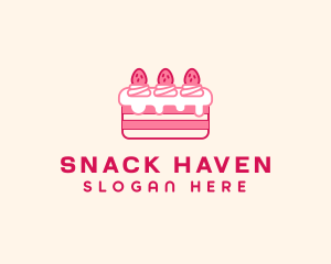 Strawberry Cheesecake Cake  logo design