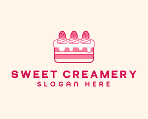 Strawberry Cheesecake Cake  logo design