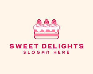 Strawberry Cheesecake Cake  logo design