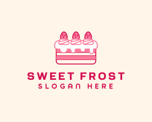 Strawberry Cheesecake Cake  logo design