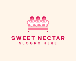 Strawberry Cheesecake Cake  logo design