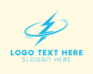 Electricity - Blue Lightning Orbit logo design