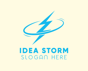 Blue Lightning Orbit logo design