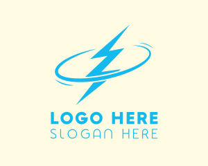 Power - Blue Lightning Orbit logo design