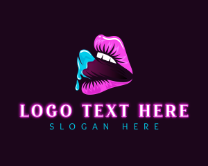 Dating - Sexy Tongue Lips logo design
