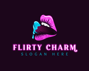 Flirt - Sexy Tongue Lips logo design