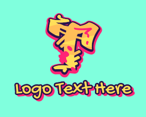 Teenager - Graffiti Art Letter T logo design