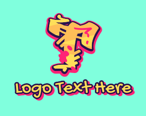 Music Label - Graffiti Art Letter T logo design