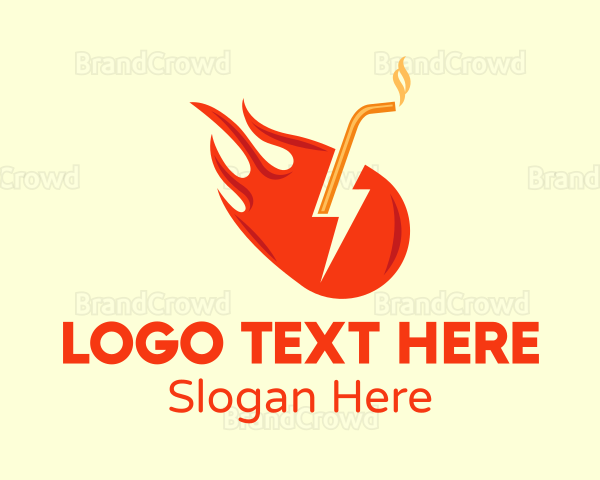 Fiery Energy Drink Straw Logo