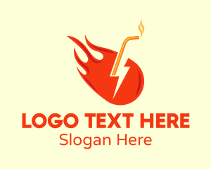 Burning - Fiery Energy Drink Straw logo design