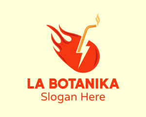 Fiery Energy Drink Straw Logo