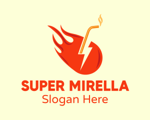 Fiery Energy Drink Straw Logo