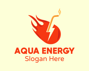 Fiery Energy Drink Straw logo design