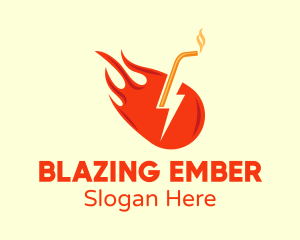 Fiery - Fiery Energy Drink Straw logo design