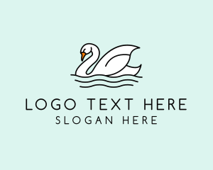 Black Swan - Swan Lake Swimming logo design