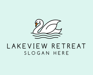 Lake - Swan Lake Swimming logo design