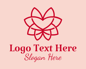 Bloom - Red Heart Flower logo design