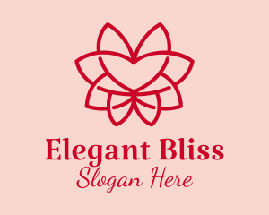 Bloom - Red Heart Flower logo design