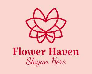 Red Heart Flower  logo design