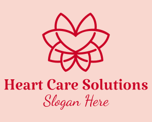 Red Heart Flower  logo design