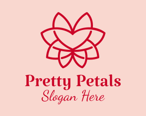 Red Heart Flower  logo design