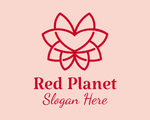 Red Heart Flower  logo design